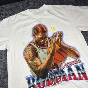 Dennis Rodman Cropped T Shirt Mens XL White Double Sided Graphic NWT
